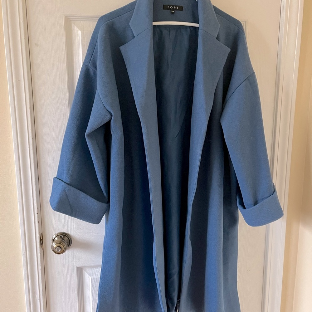 FORE deconstructed trench S/M unbelted casual - perfect for layering. NWOT